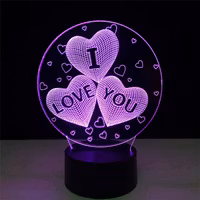 Sparkaura 3D Nattlampa I Love You