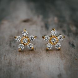 Flora örhänge guld