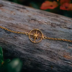 Kompass armband guld