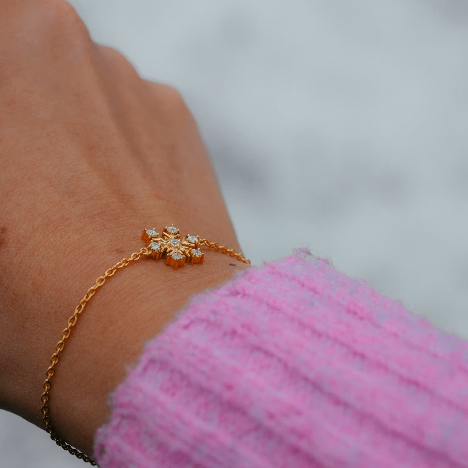 Snöflinga armband guld