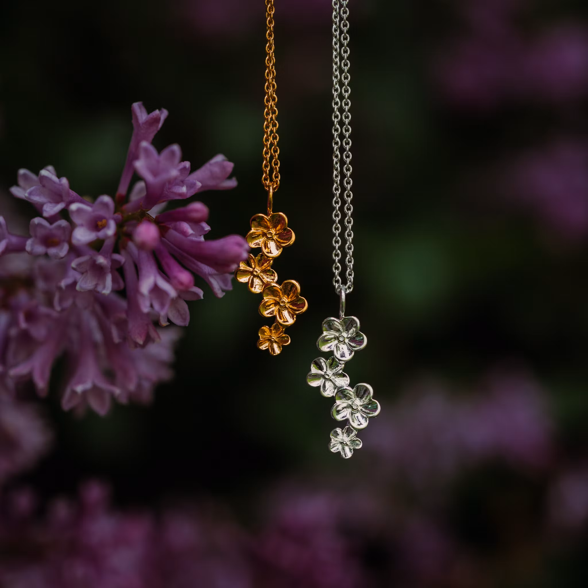 Förgätmigej halsband guld
