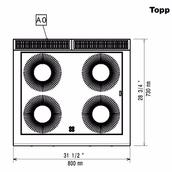 INDUKTIONSSPIS EL. BÄNKMODELL,20kW, HP 800MM