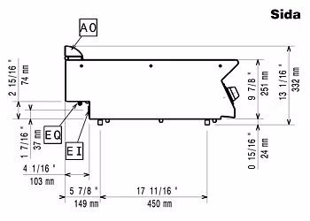 INDUKTIONSSPIS EL. BÄNKMODELL,20kW, HP 800MM