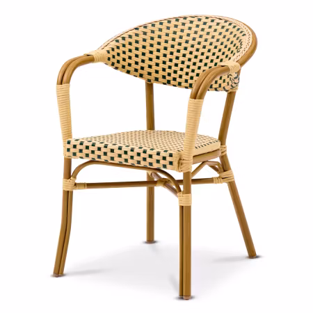 Karmstol Monaco, Grön/creme fiberrotting