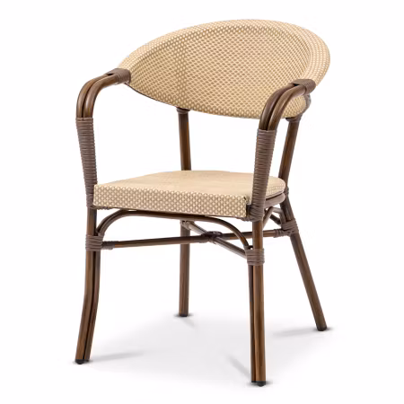 Karmstol Monaco, Brun/natur texteline