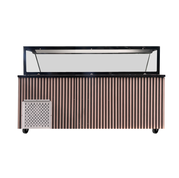 Saladette BERG Basic, 3st dörrar, kylbrunn för 5st GN1/1, glasparti med LED. Mått BxDxH: 1880x820x855/ca1300mm