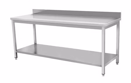 Rostfri arbetsbänk BERG Basic, plåthylla. Mått BxDxH: 1600x600x850mm