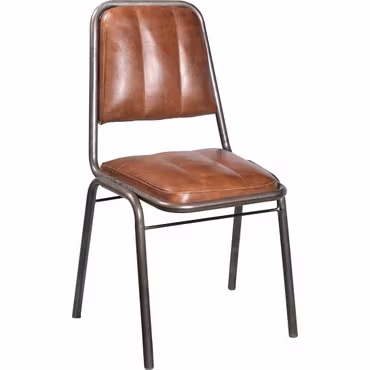 Stol BROOKLYN Dining, metal, sits/rygg i läder