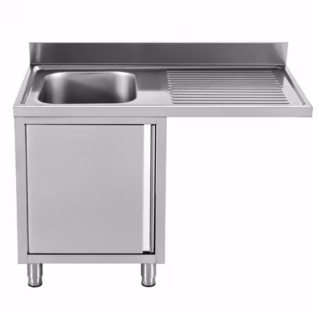 Diskbänk BERG BASIC L, disklåda vänster, plats för diskmaskin. BxDxH: 1400x700x850/900mm