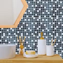 Kakeldekor, svart-grå mosaik