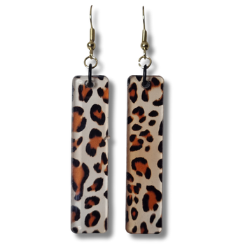 Örhängen, akryl/leopard, beigevit botten