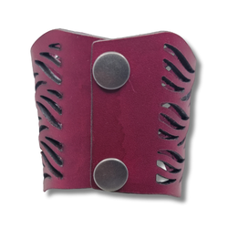 Armband, läder, vågor/mörkrödrosa