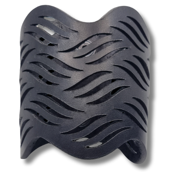 Armband, läder, vågor/svart