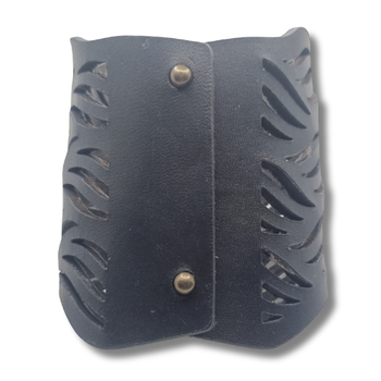 Armband, läder, vågor/svart