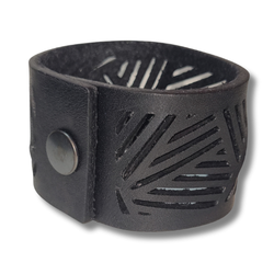 Armband, läder, streck/svart