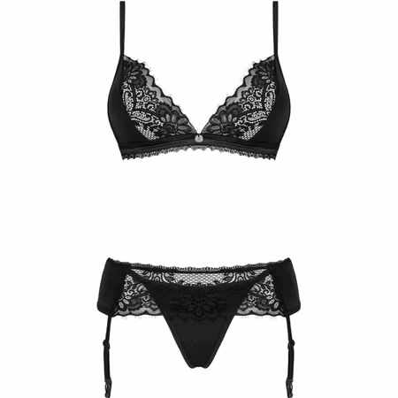 Obsessive Maderris 3-Delat Set – BH, Trosa & Strumpbandshållare M/L – Sexigt & Förföriskt Underklädesset