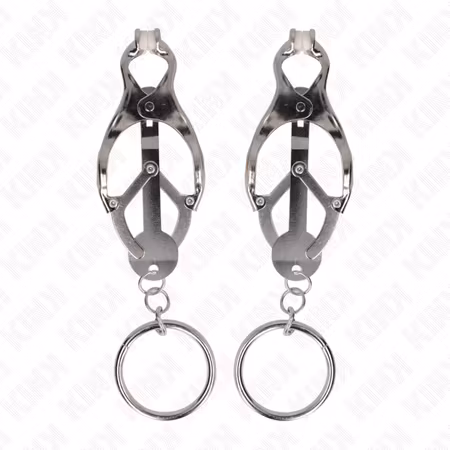 KINK - NIPPEL KLÄMMOR MED 30 CM SPIKE LÄNK SILVER