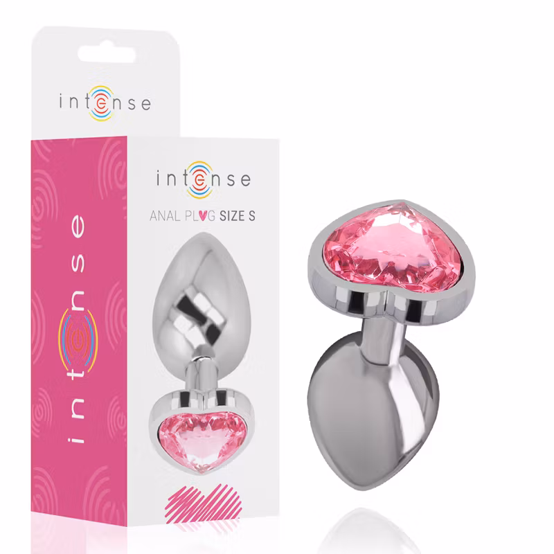 "INTENSE – Exklusiv Buttplug i Aluminium Metall med Rosa Hjärta, Large, Diameter 4 cm för Intensiv Anal Stimulans och Lyxig Upplevelse