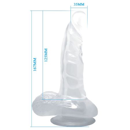 Baile Realistisk Strapon Dildo med Sugpropp 16,7 cm x 3 cm – Genomskinlig Design för Naturlig Känsla och Exakt Stimulans – Perfekt för Handsfree Användning och Intensiv Njutning!