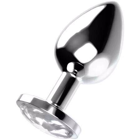 Analplugg Metall Intense – Vit Slipad Glasdiamant Large 4 cm Diameter för Lyxig och Intensiv Stimulans