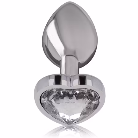 Analplugg Metall Intense – Hjärtformad Vit Slipad Glasdiamant Small 2,6 cm Diameter för Elegant och Sensuell Stimulans