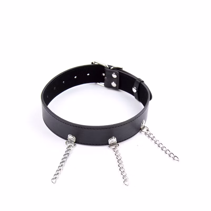 bondage halsband med kedjor