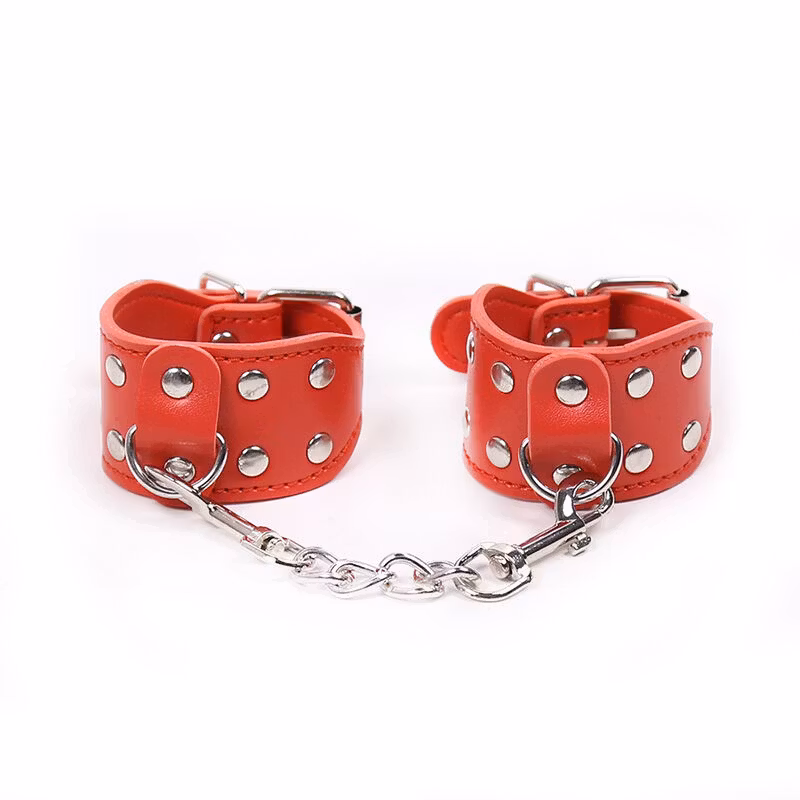 handklovar läder röda bondage