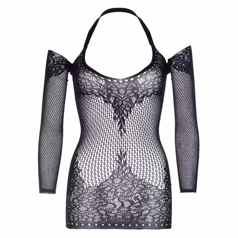 sexig klänning spets genomskinlig