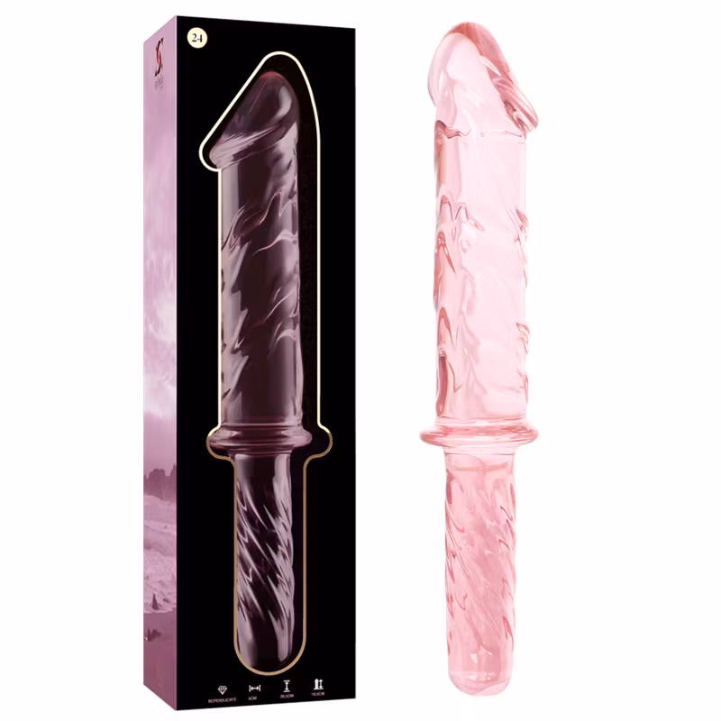 dildo i glas rosa