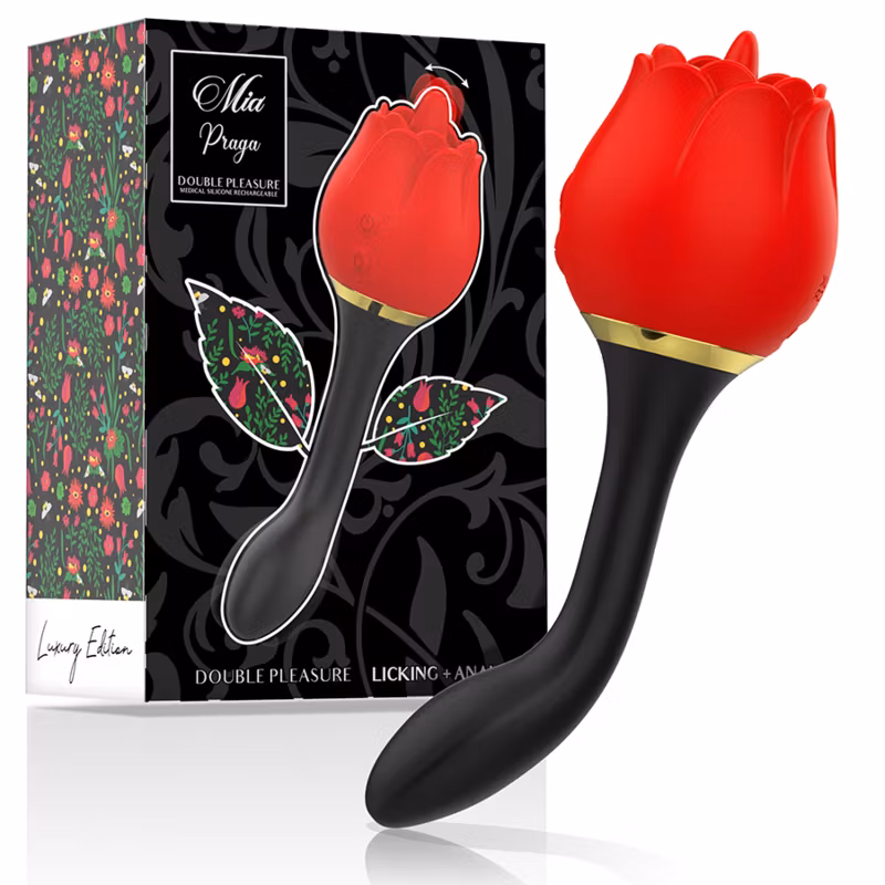 Slickande + Anal Vibrator Mia - Prague Dubbel – Mångsidig Vibrator för Både Klitoris- och Analsimulering för Dubbel Njutning