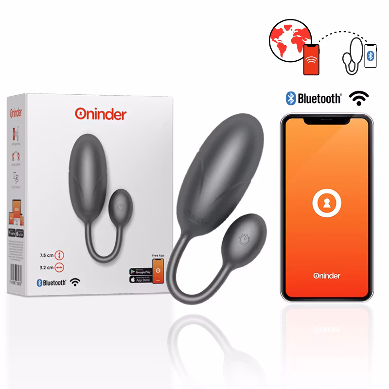 Oninder Tokyo Vibrerande Ägg Appstyrt Svart 7.5 x 3.2 cm med Gratis App för Anpassad Stimulans