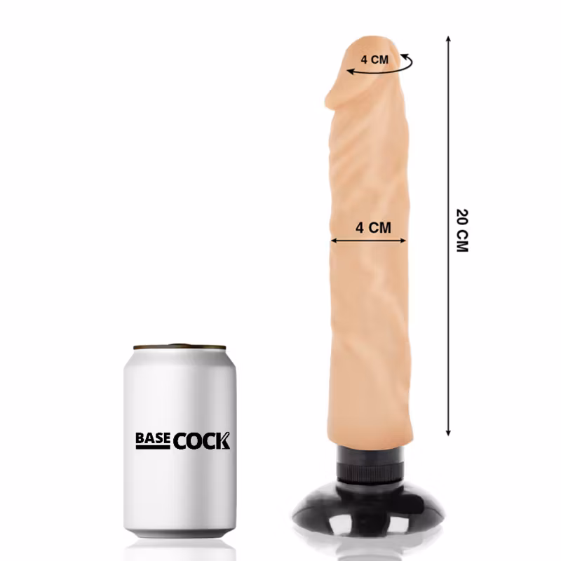 Basecock – Realistisk Dildo med Vibrator 2-i-1 Hudfärgad 20 cm för Naturlig Njutning