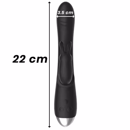 DJ Adam Laddbar Silikon Rabbit Vibrator Svart – Elegant Rabbit Vibrator i Silikon för Dubbel Stimulering och Långvarig Njutning