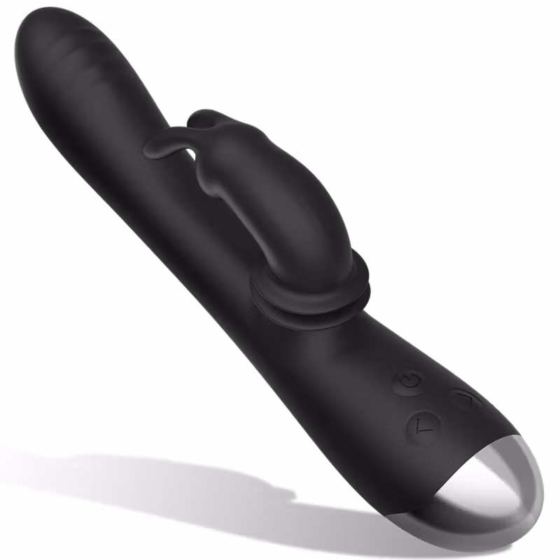 DJ Adam Laddbar Silikon Rabbit Vibrator Svart – Elegant Rabbit Vibrator i Silikon för Dubbel Stimulering och Långvarig Njutning