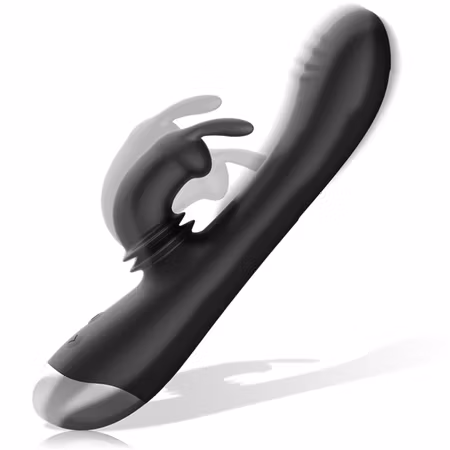 DJ Adam Laddbar Silikon Rabbit Vibrator Svart – Elegant Rabbit Vibrator i Silikon för Dubbel Stimulering och Långvarig Njutning