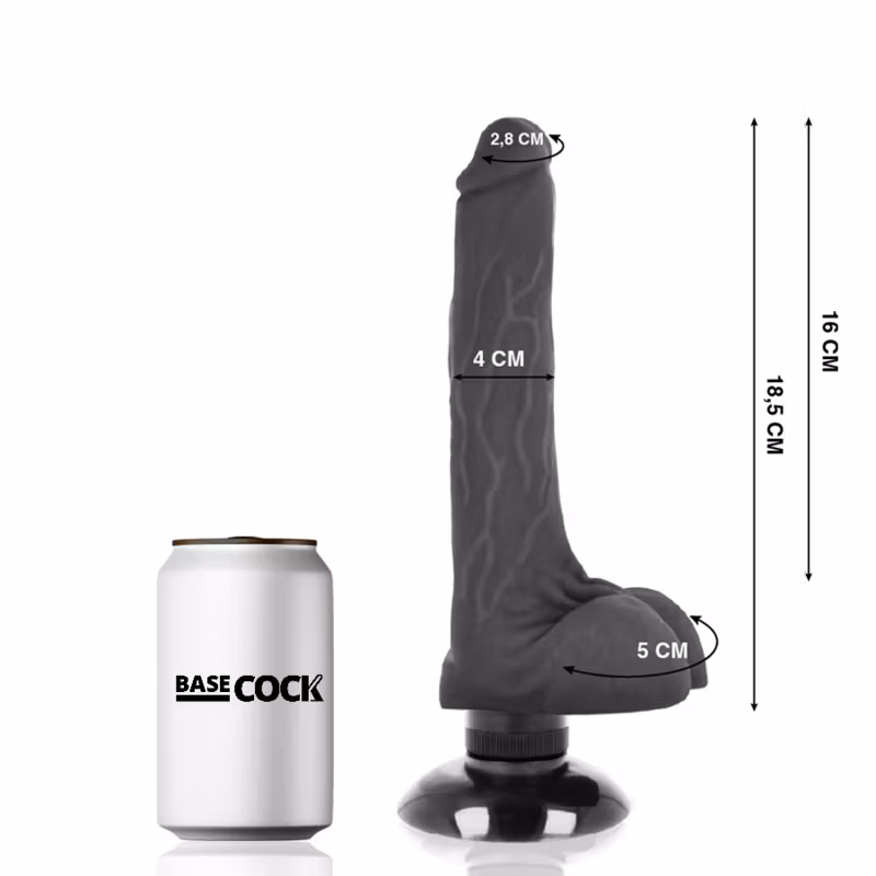 Basecock – Realistisk Vibrator Svart 18.5 cm x 4 cm för Naturlig och Intensiv Njutning