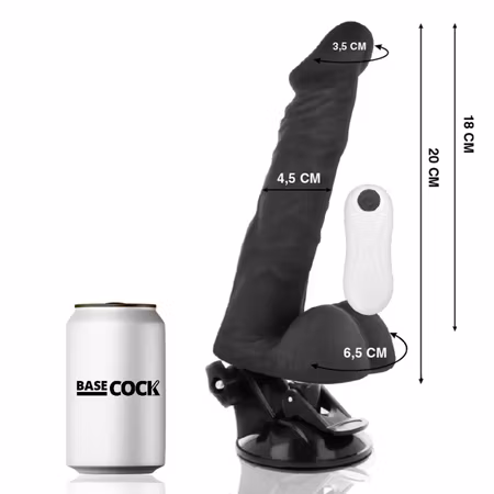 Basecock – Realistisk Svart Vibrerande Dildo med Fjärrkontroll 20 cm x 4.5 cm för Anpassningsbar Njutning
