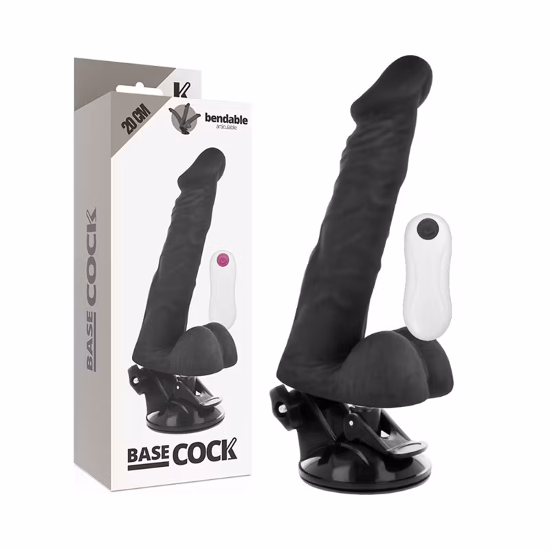 Basecock – Realistisk Svart Vibrerande Dildo med Fjärrkontroll 20 cm x 4.5 cm för Anpassningsbar Njutning