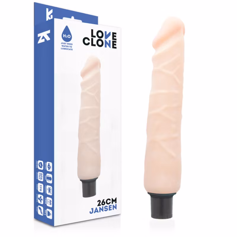 Loveclone – Jansen Själv Smörjande Vibrator 26 cm x 4.2 cm för Automatisk och Lätt Njutning
