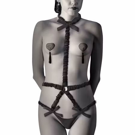 COQUETTE CHIC DESIRE - ELASTISK KROPPS SELE SET MED NIPPEL SKYDD SVART