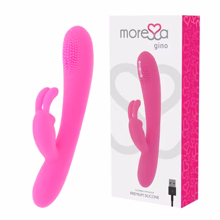 Moressa Lyx - Gino Premium Silikon Rabbit Laddbar 19 CM – Högkvalitativ Rabbit Vibrator i Silikon för Dubbel Stimulering och Långvarig Njutning