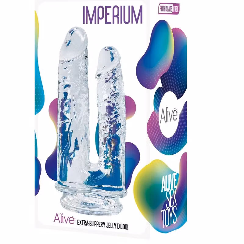 dubbel penetrerande dildo genomskinlig