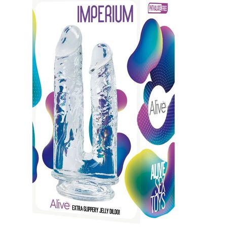 Alive – Imperium Realistisk Penis Dildo Dubbel Penetrerande Genomskinlig 12/14 cm för Intensiv Stimulans