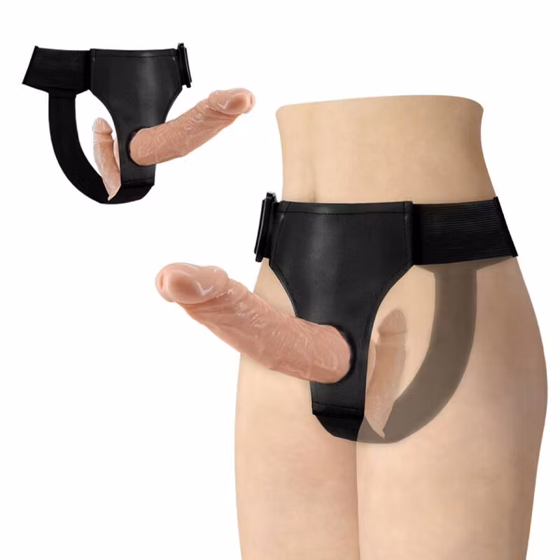 strap on dubbeldildo med sele