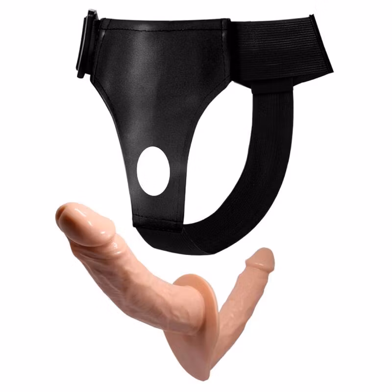 strap on dubbeldildo med sele