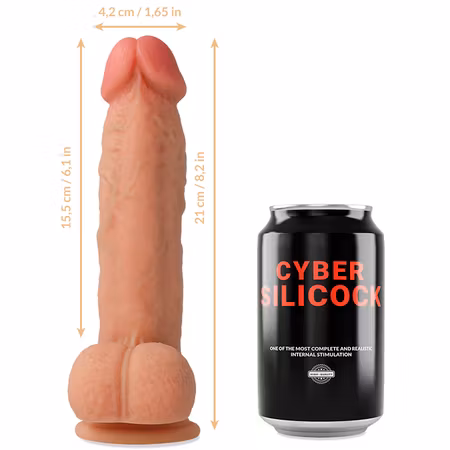 Cyber Silicock – Strap-on dildo med sele och 3 justerbara ringar (15,5 cm x 4,2 cm) för flexibel och bekväm användning