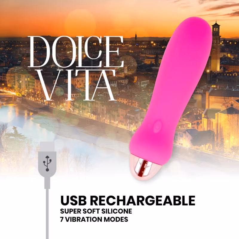 Dolce Vita – Five Pink Vibrator med 7 Hastigheter, Laddbar Rosa för Mångsidig och Intensiv Njutning