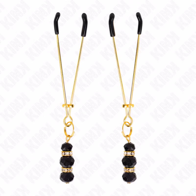 NIPPEL KLÄMMOR GULDFÄRGADE MED GLASKULOR