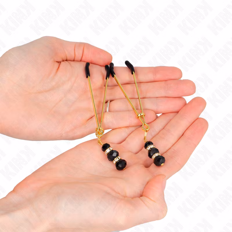 NIPPEL KLÄMMOR GULDFÄRGADE MED GLASKULOR