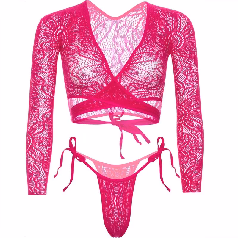 Leg Avenue Top med Stringtrosa Rosa – Sexig & Elegant Underklädesset